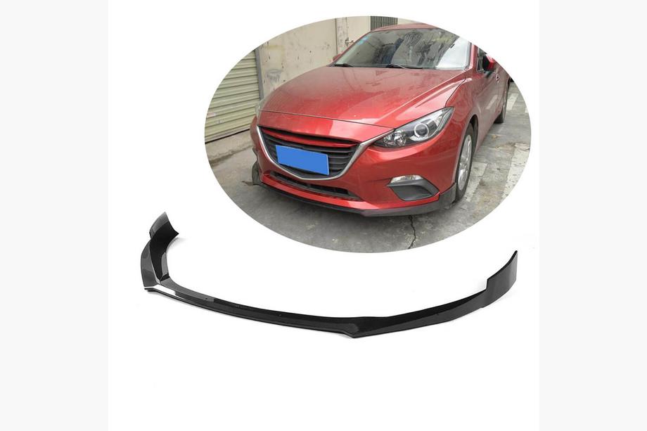 Mazda 3 2013-2019 гг. Накладка на Передний Бампер Lip (2014-2016, Карбон) Фото 1