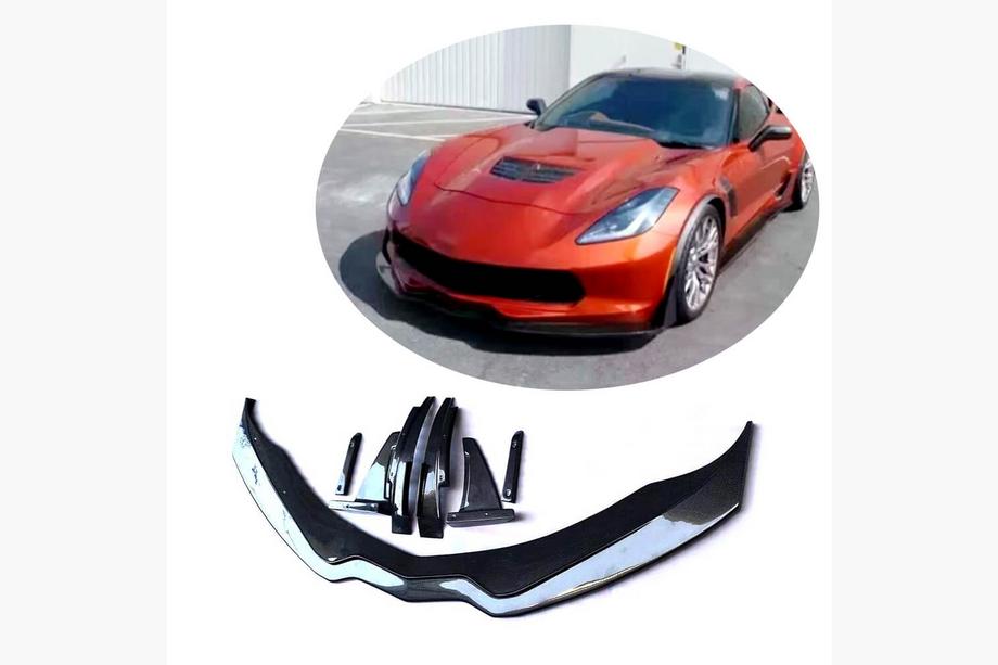 Chevrolet Corvette C7 2013-2019 гг. Накладка на передний бампер Lip (2013-2017, Карбон) Фото 1