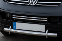 Volkswagen T5 Transporter 2003-2010 гг. Накладки на решетку бампера (2 шт, нержавейка) фото 1