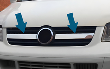 Volkswagen T5 Transporter 2003-2010 гг. Накладки на центральную часть решетки (2 шт, нержавейка) фото 6