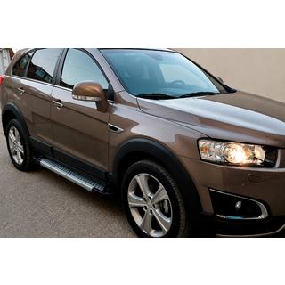 Боковые пороги Allmond Grey (2 шт., алюминий) Opel Antara 2006-2017 гг. фото 1