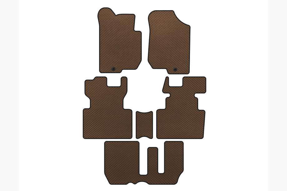 Kia Carens 1999-2012 гг. Коврики EVA (2006-2012, 3 ряда, 7-местный, Коричневый) Image