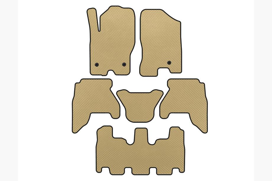 Nissan Pathfinder R51 2005-2014 гг. Коврики EVA (3 ряда, Бежевые) Image