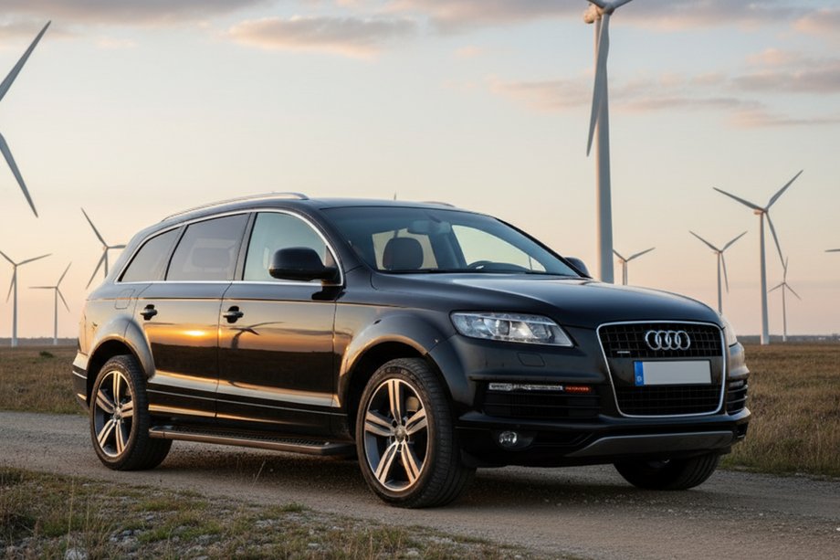Audi Q7 2005-2015 гг. Боковые Подножки Allmond Black (2 шт., Алюминий) Image