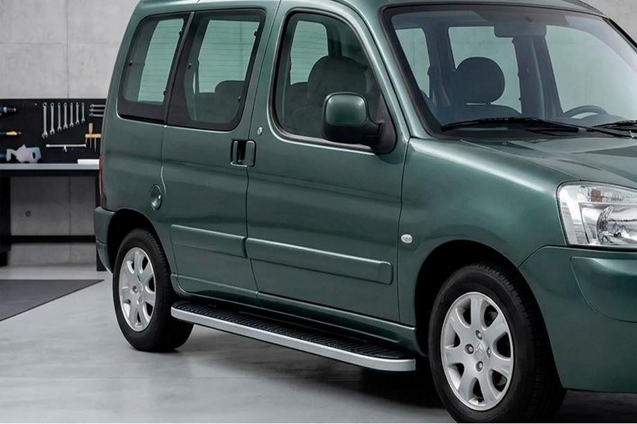 Peugeot Partner 1996-2008 гг. Боковые Подножки Tayga Grey (2 шт., Алюминий) Image