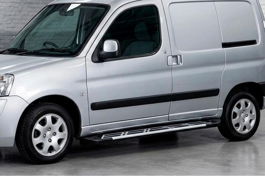 Peugeot Partner 1996-2008 гг. Боковые Подножки Sunrise (2 шт., Алюминий) Image