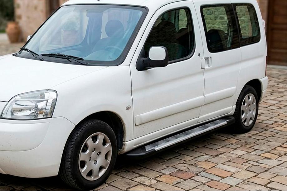 Peugeot Partner 1996-2008 гг. Боковые Подножки Line (2 шт., Алюминий) Image