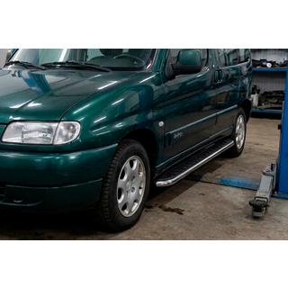Боковые Подножки Maydos V1 (2 шт., Алюминий и Нержавейка) Peugeot Partner 1996-2008 гг. фото 1