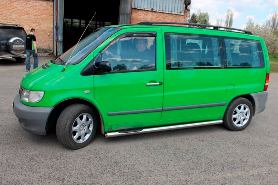 Mercedes Vito W638 1996-2003 гг. Боковые трубы (2 шт., нержавейка) d70 Фото 3