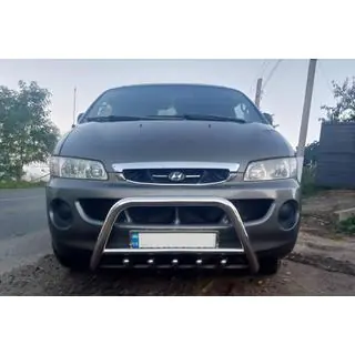 Защита переднего бампера (нерж. сталь) Hyundai H200, H1, Starex 1998-2007 гг. фото 1