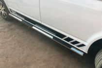 Volkswagen T5 Transporter 2003-2010 гг. Боковые трубы (2 шт., нержавейка) 70мм, Короткая База фото 8