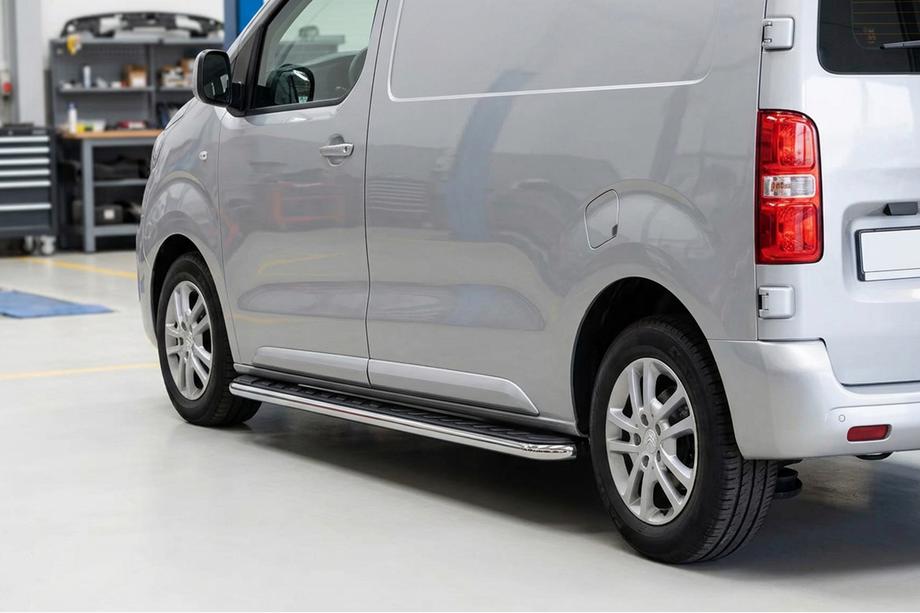 Fiat Scudo 2007-2015 гг. Боковые Подножки Maydos V1 (2 шт., Алюминий и Нержавейка) Image