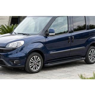 Боковые Подножки Allmond Black (2 шт., Алюминий) Fiat Doblo II 2010-2022 гг. фото 1