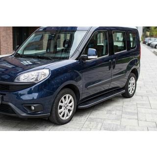 Боковые пороги Bosphorus Black (2 шт., алюминий) Fiat Doblo II 2010-2022 гг. фото 1