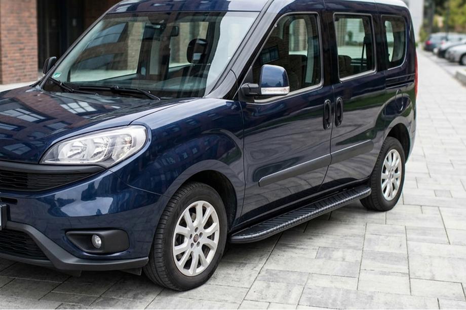 Fiat Doblo II 2010-2022 гг. Боковые пороги Bosphorus Black (2 шт., алюминий) Image