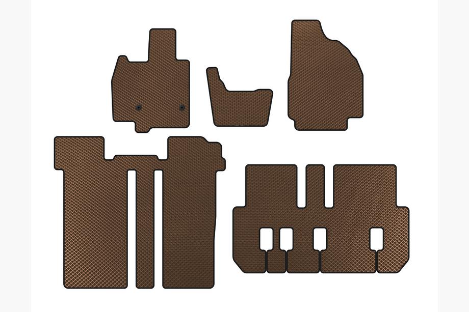 Toyota Previa 2006-2019 гг. Коврики EVA (3 ряда, 6-местный, Коричневый) Image