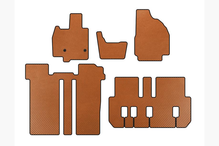 Toyota Previa 2006-2019 гг. Коврики EVA (3 ряда, 6-местный, Оранжевый) Image