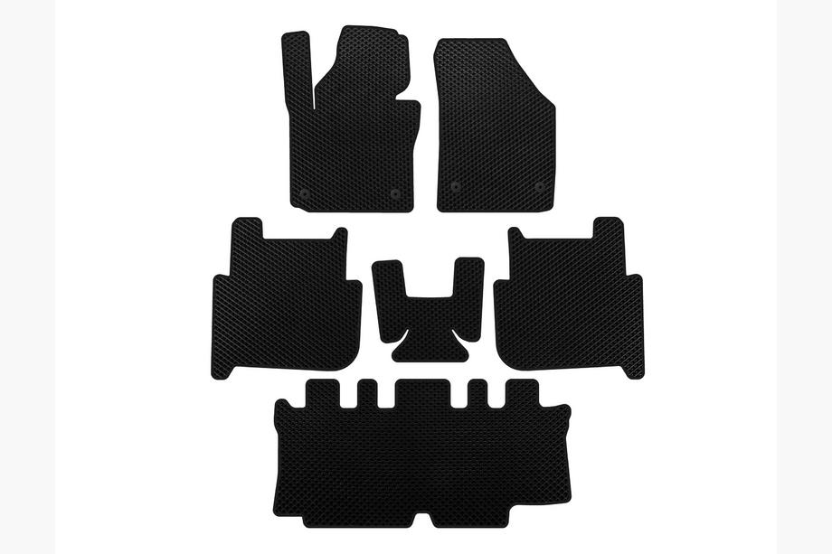 Volkswagen Touran 2003-2010 гг. Коврики EVA (3 ряда, 2006-2010, 7-местный, Черный) Image
