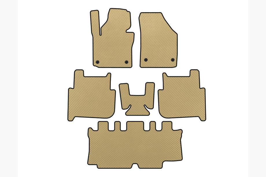 Volkswagen Touran 2003-2010 гг. Коврики EVA (3 ряда, 2006-2010, 7-местный, Бежевые) Image