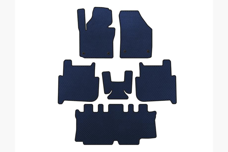 Volkswagen Touran 2003-2010 гг. Коврики EVA (3 ряда, 2006-2010, 7-местный, Синий) Image