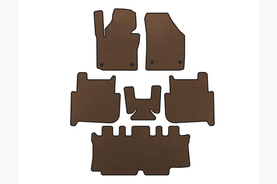 Volkswagen Touran 2003-2010 гг. Коврики EVA (3 ряда, 2006-2010, 7-местный, Коричневый) Image
