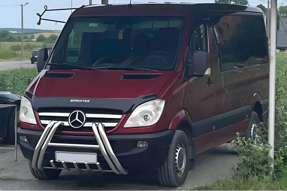 Mercedes Sprinter W906 2006–2018 гг. Передняя защита F1-01M (2006-2013, Нержавейка) Фото 1
