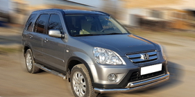 Honda CRV 2001-2006 гг. Передняя защита ST014 (нержавейка) фото 2