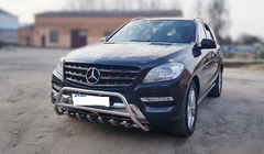 Mercedes GLE/ML сlass W166 2011-2018 гг. Кенгурятник WT003 (нержавейка) фото 2