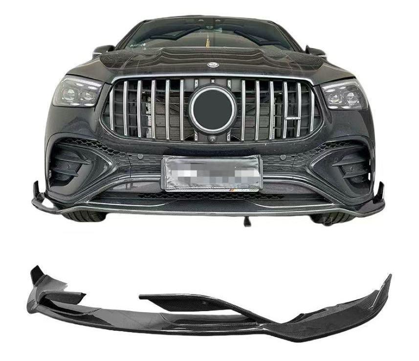 Накладка на передній бампер Lip (для GLE53/AMG-Line 2023-2026, Карбон) для Mercedes GLE W167 2018- рр