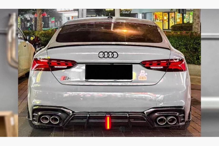 Audi A5 2016-2025 гг. Диффузор заднего бампера V3 (для S-Line 2021-2025, Карбон) Фото 1