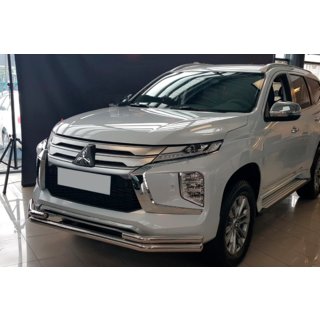 Передняя защита ST085 (2020+, нержавейка) Mitsubishi Pajero Sport 2015- гг. фото 1