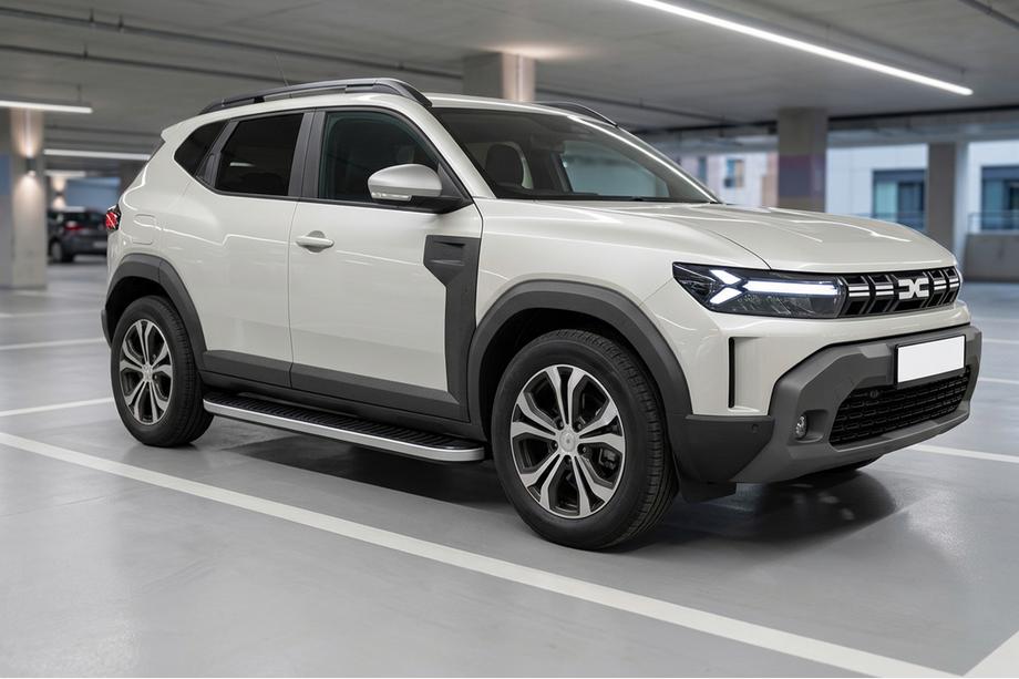 Dacia Duster 2024- гг. Боковые Подножки Tayga Grey V1 (2 шт., Алюминий) Фото 1