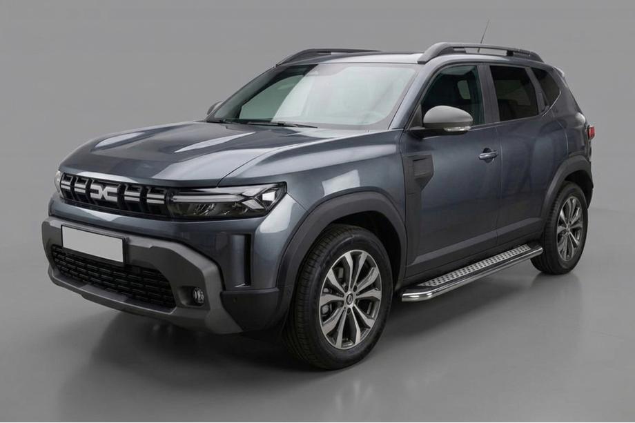 Dacia Duster 2024- гг. Боковые Подножки Maydos V2 (2 шт., Алюминий и Нержавейка) Фото 1