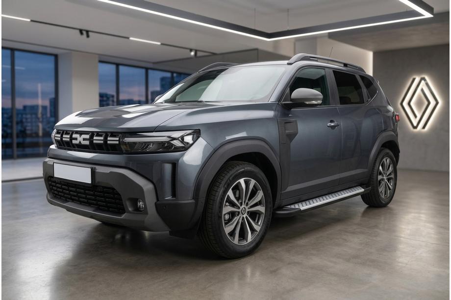 Renault Duster 2024- гг. Боковые пороги Allmond Grey (2 шт., алюминий) Фото 1