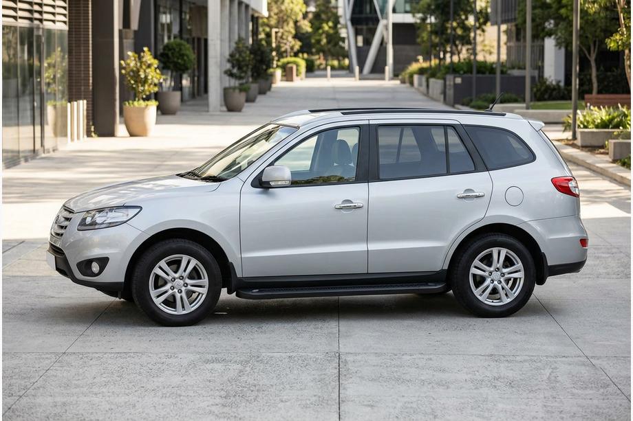 Hyundai Santa Fe 2 2006-2012 гг. Боковые Подножки Allmond Black (2 шт., Алюминий) Фото 1