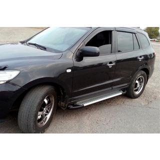 Боковые Подножки Line (2 шт., Алюминий) Hyundai Santa Fe 2 2006-2012 гг. фото 1