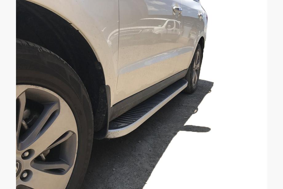 Hyundai Santa Fe 2 2006-2012 гг. Боковые Подножки Tayga Grey (2 шт., Алюминий) Image