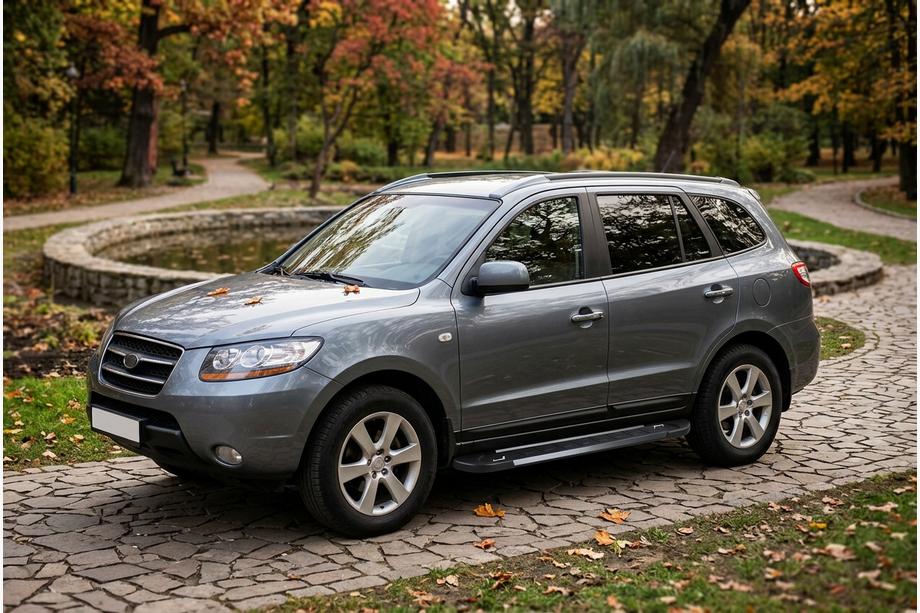 Hyundai Santa Fe 2 2006-2012 гг. Боковые Подножки RedLine Black (2 шт., Алюминий) Image