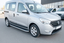 Renault Dokker 2013-2022 гг. Боковые Подножки Tayga Grey (2 шт., Алюминий) фото 1