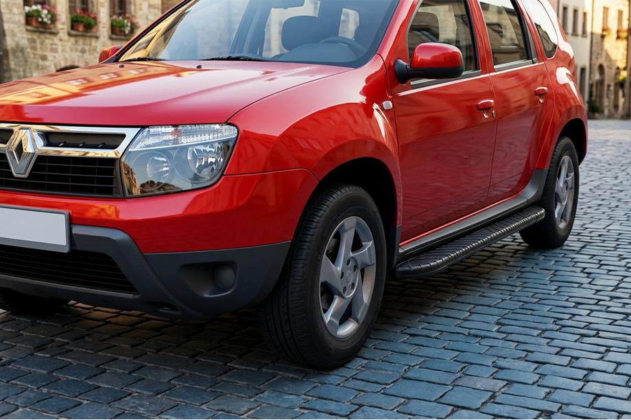 Renault Duster 2008–2017 гг. Боковые пороги Bosphorus Black (2 шт., алюминий) Image