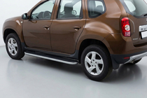 Renault Duster 2008–2017 гг. Боковые Подножки Tayga Grey (2 шт., Алюминий) фото 1