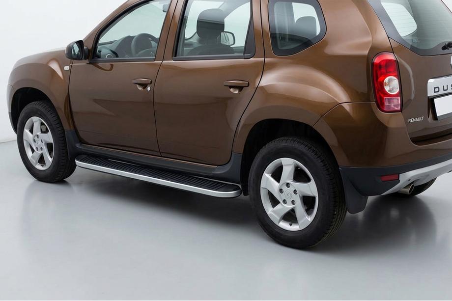 Renault Duster 2008–2017 гг. Боковые Подножки Tayga Grey (2 шт., Алюминий) Image