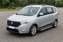 Renault Lodgy 2013-2022 гг. Боковые Подножки Line (2 шт., Алюминий) фото 1