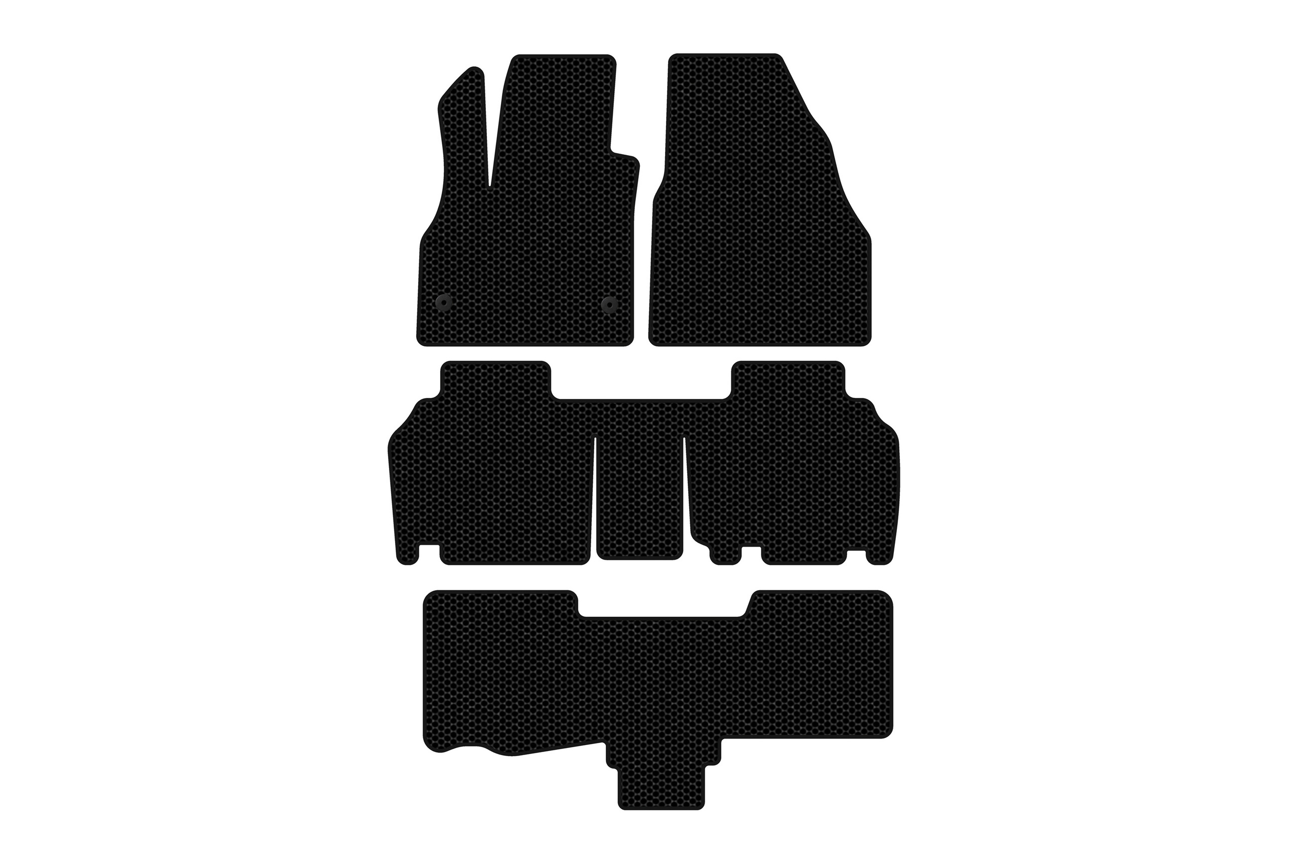 Гумові килимки Carsuit (3 ряди, 5-ти дверний/7-місний, чорні) для Renault Kangoo 2008-2020 рр