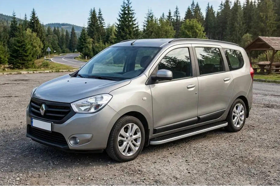 Renault Lodgy 2013-2022 гг. Боковые Подножки Tayga Grey (2 шт., Алюминий) Image