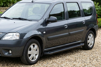 Dacia Logan MCV 2004-2014 гг. Боковые Подножки Allmond Black (2 шт., Алюминий) фото 1
