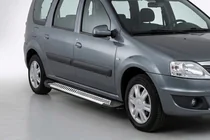 Dacia Logan MCV 2004-2014 гг. Боковые Подножки Line (2 шт., Алюминий) фото 1