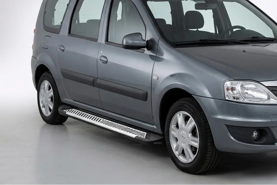Dacia Logan MCV 2004-2014 гг. Боковые Подножки Line (2 шт., Алюминий) Image