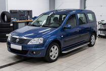 Dacia Logan MCV 2004-2014 гг. Боковые Подножки Maydos V1 (2 шт., Алюминий и Нержавейка) фото 3
