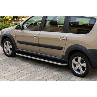 Боковые Подножки Tayga Grey (2 шт., Алюминий) Renault Logan MCV 2005-2013 гг. фото 3